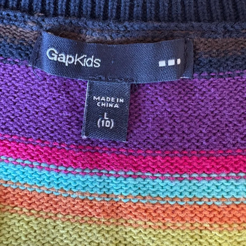 Gap Kids Girls Size 10 Cotton Stripe Knit Colorful Sweater Dress